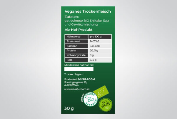 Veganes Trockenfleisch aus Shiitake  - BIO, veredelt – Bild 2