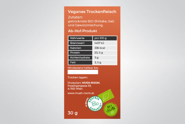 Veganes Trockenfleisch aus Shiitake  - BIO, geräuchert – Bild 2