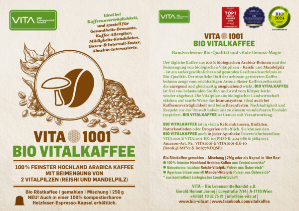 BIO Kaffee mit Reishi & Mandelpilz / Holzfaser-Espresso-Kapseln – Bild 3